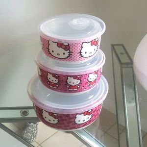 NEW! hello kitty food storage containers set of 3
